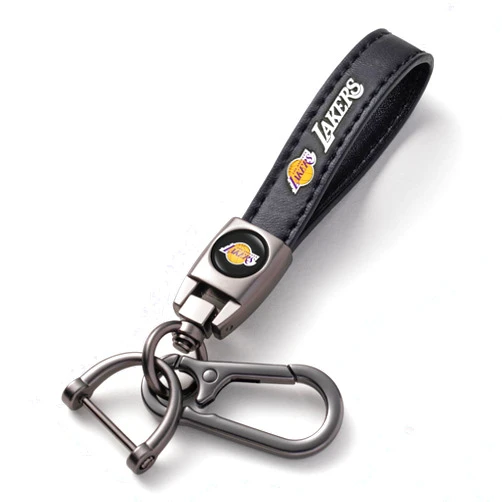 EMIJOY Lakers Car Keychain Keyring for Women Men,LA Lakers Car Key Chain Key Ring,Car Key Fob Holder Car Key Lanyard,Basketball Stuffs for Cars,Basketball Fans Souvenir Gifts Women Men,Leather Car Keychain