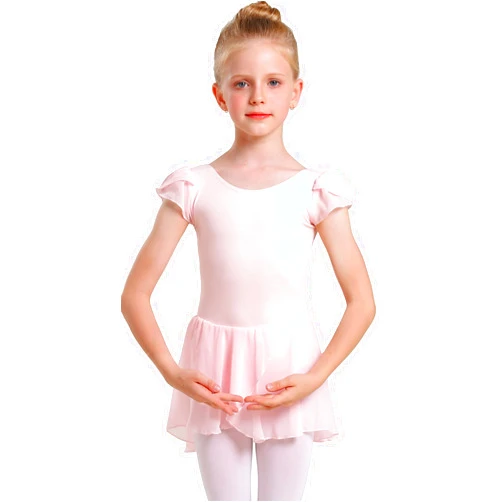 MdnMd Toddler Ballet Leotards for Girls Dance Leotards with Skirt Gymnastic Ballerina Outfit Dress Classic Short Sleeve