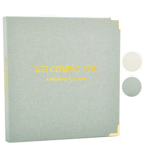 ZICOTO Beautiful Linen Pregnancy Journal and Memory Book with Stickers and Keepsake Pocket - Lovely Must Have Gift for First Time Moms - The Perfect Planner to Track Your Little Ones Life-Changing Journey