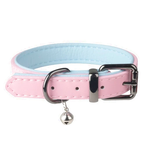 SuperBuddy Leather Dog Collar Durable Soft Padded Dog Collars Classic Fashionable Pet Collars for for Small Medium Large Dogs -Adaroable Pink Color