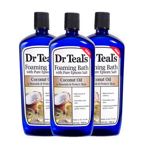 Dr Teal's Dr. Teal's Coconut Oil Foaming Bath Gift Set (3 Pack, 34oz Ea.) - Nourish & Protect Coconut Oil Blended with Pure Epsom Salt Calms The Mind & Provides Relief from Daily Aches & Pains