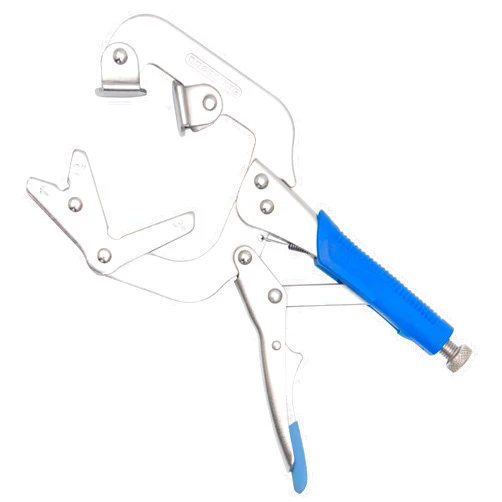 DRAGONITE 10 inch Welding Pipe Plier, Locking C-clamp with Large adjustable V Pads, Fast Release and Ergonomic Grip, Clamping 1”, 2” and 3