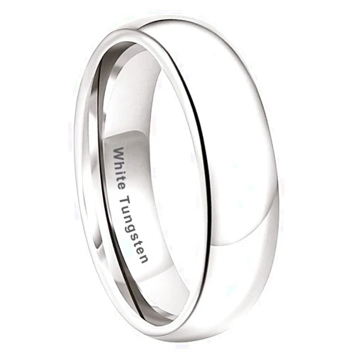 TUTISS 3mm 4mm 5mm 6mm 7mm 8mm 10mm White Tungsten Rings for Men Women Engagement Wedding Bands Domed Polished Comfort Fit