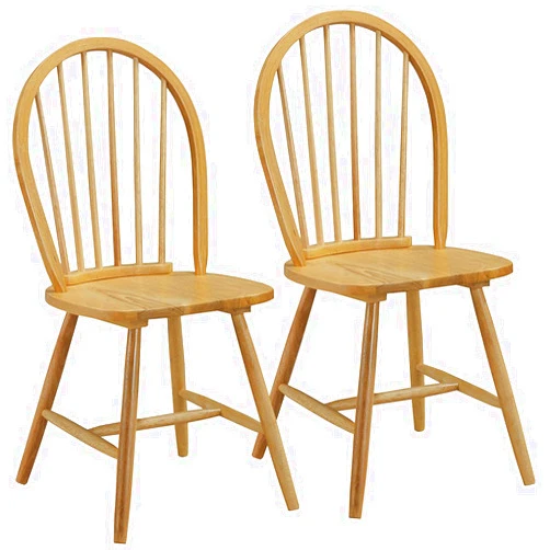 Giantex Set of 2 Windsor Chairs, Wood Dining Chairs, French Country Armless Spindle Back Dining Chairs, Farmhouse Kitchen Dining Room Chairs, Oak