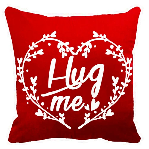 YFYMG Two Sided Printing Best Lover Couple Sweetheart Present Sweet Sayings Hug Me Red Love Heart New Home Decorative Soft Cotton Throw Cushion Cover Pillow Case Square 18 Inches
