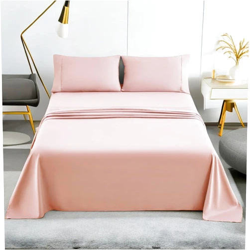 Mohap Soft Bed Sheet Set 4 Pieces Double Brushed Microfiber Fade Resistant Easy Care King Pink