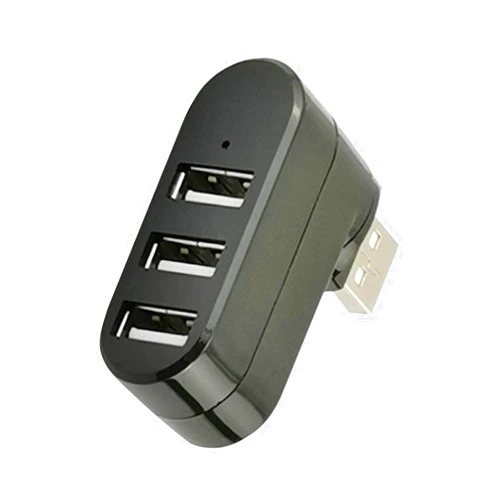 OUQYLG USB 3 Port Splitter, Mini USB Hub, USB 3 Port Compact Portable Rotatable HUB, USB Hub Dock [90°/180° Degree Rotatable] for Flash Drive Mobile HDD PC Laptop Notebook and More - Black