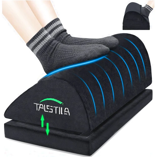 TALSTILA Foot Rest for Under Desk at Work, Foot Rest with Warm Plush Feet Pocket, Ergonomic Adjustable Memory Foam Footrest for Office Chair, Foot Stool for Office - Back & Leg Pain Relief