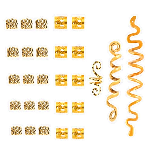 Bremorou 28PCS Gold Hair Jewelry for Braids, Braid Coil Jewel Hair Cuffs and Snake Hair Clips for Women's Hairstyles and Halloween Decoration