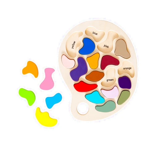 THE FRECKLED FROG Artist Palette Puzzle - Wooden Puzzle for 3, 4 and 5 Year Olds - Practice Color and Shape Recognition - Preschool Learning Toy