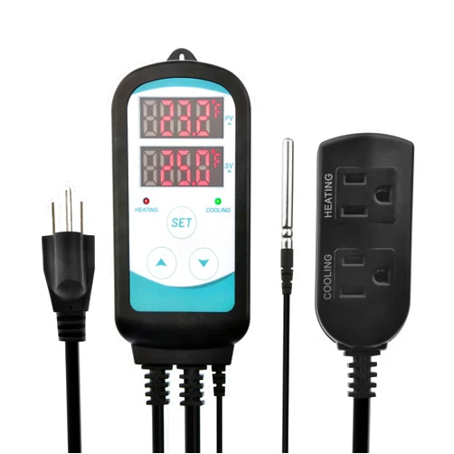 Matell Digital Temperature Controller,Dual Digital Temperature Controlled Outlet,Thermostat Plug,greenhouse heater with thermostat,110-240V 1500W ,Thermostat with Dual LED Display