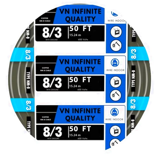 VN Infinite quality 8/3 NM-B Non-Metallic Sheathed Cable Stranded Residential Indoor Wire (50-FT)