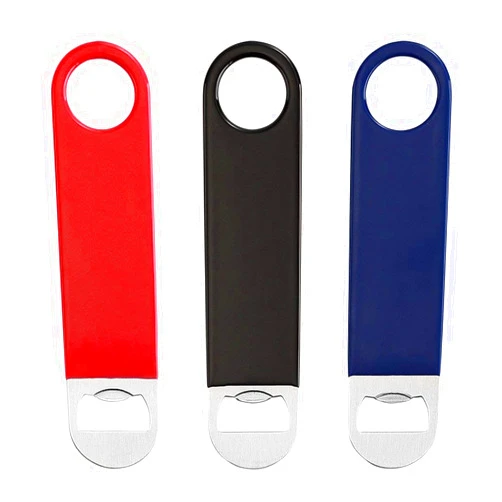 KTOJOY 3 Pack Heavy Duty Stainless Steel Flat Bottle Opener, Solid Beer Openers, 7 inches Red, Black, Blue