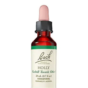 Bach Original Flower Remedy Dropper 20 ml Flower Essence, Clear, Holly, 0.7 Fl Oz