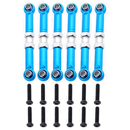 Hobbypark 6PCS Adjustable Aluminum Steering Linkage Servo Link Pull Rod Turnbuckle A959-03 Metal for WLtoys A959 A969 A979 1/18th RC Car Upgrade Parts
