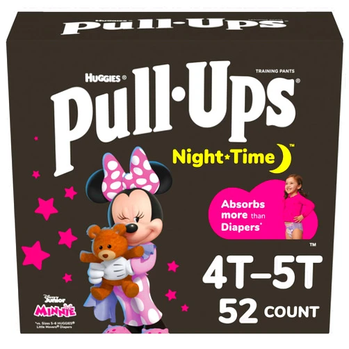 Pull-Ups Girls' Night-Time Potty Training Pants, Size 4T-5T Overnight Training Underwear (38-50 lbs), 52 Ct