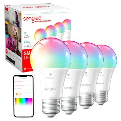 Sengled WiFi Color Changing Light Bulb, Alexa Smart Light Bulbs that Work with Alexa & Google Assistant, A19 RGB No Hub Required, 75 W Equivalent 800LM CRI>90, Set of 4