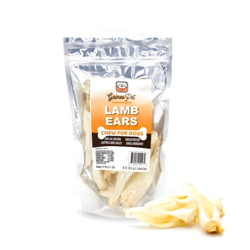 GAINES FAMILY FARMSTEAD PREMIUM PET PRODUCTS USA Gaines Pet Lamb Ear Dog Treats Natural, Grain-Free Chews for Dogs – 100% Pure Lamb, Promotes Dental Health & Reduces Boredom, 8 Count