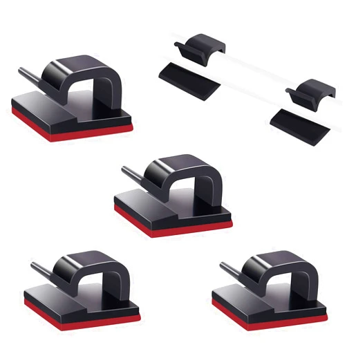 SOULWIT 50 Pcs Self Adhesive Cable Management Clips, Cable Organizers Sticky Wire Clips Cord Holder for TV PC Laptop Ethernet Cable Desktop Home Office (Black)