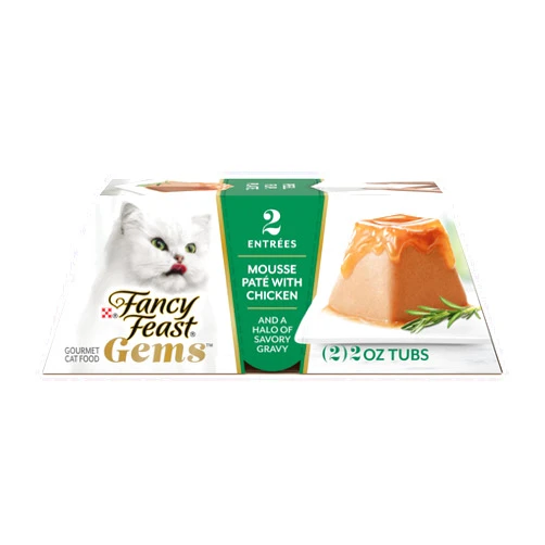Fancy Feast Gems Cat Food Mousse With Chicken and a Halo of Savory Gravy Cat Food - (Pack of 8) 4 oz. Boxes