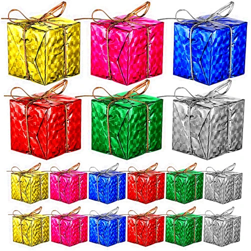 Zhanmai 60 Pieces Christmas Tree Mini Boxes Assorted Color Foil Present Box Laser Boxes Christmas Tree Ornaments Handmade Hanging Decorative Boxes for Christmas Holiday Home Party Decoration
