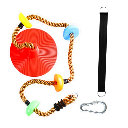 Tgzwme Climbing Rope Tree Swing with Platforms and Disc Swing Seat Set Outdoor Playground Accessories for Kids Including Hanging Strap & Carabiner