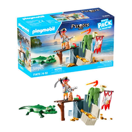 PLAYMOBIL Starter Pack 71473 Pirate with Alligator from 4 Years, Einheitsgröße