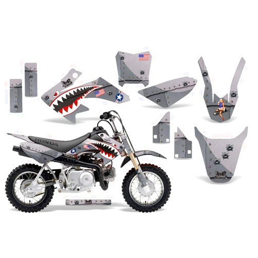 AMR Racing MX Dirt Bike Graphics kit Sticker Decal Compatible with Honda CRF50 2014-2018 - P-40 Warhawk Silver