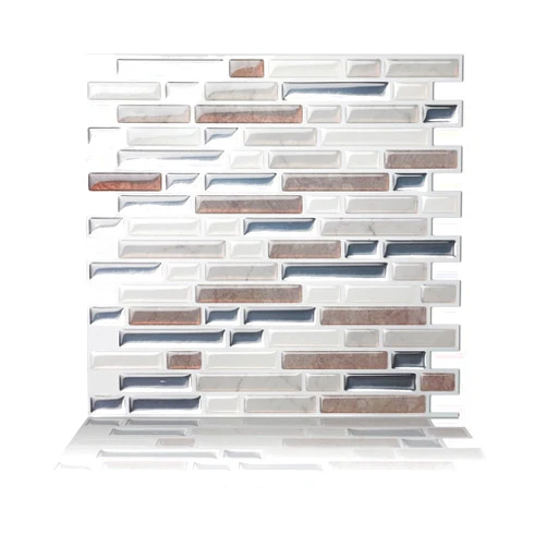 Tic Tac Tiles Peel and Stick Self Adhesive Removable Stick On Kitchen Backsplash Bathroom 3D Wall Tiles in Como Pebble (10 Sheets)