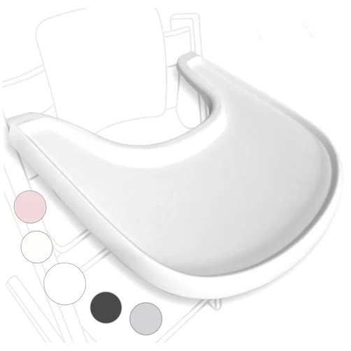Babarta High Chair Tray Compatible with Stokke Tripp Trapp Chair – Matte White – NO Suction Plate Feature – Ergonomic Curved Design – BPA-Free, Easy to Assemble