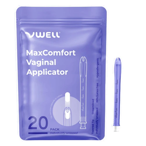 VWELL MaxComfort Tapered Vaginal Rectal Suppository Applicator Fits All Prescription Capsule, Tablet, Pill, Softgel, Gel, Cream 20-Counts