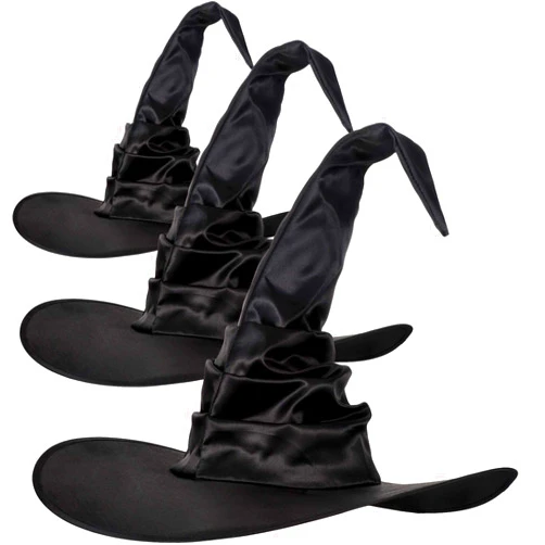 Syhood 3 Pieces Halloween Witch Hats Black Large Ruched Witch Hat Women Costume Accessory for Halloween Cosplay Party