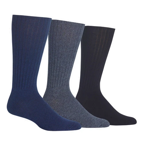 Chaps Men's Dress Crew Socks - 3 Pair Pack - Assorted Solid Color and True Rib