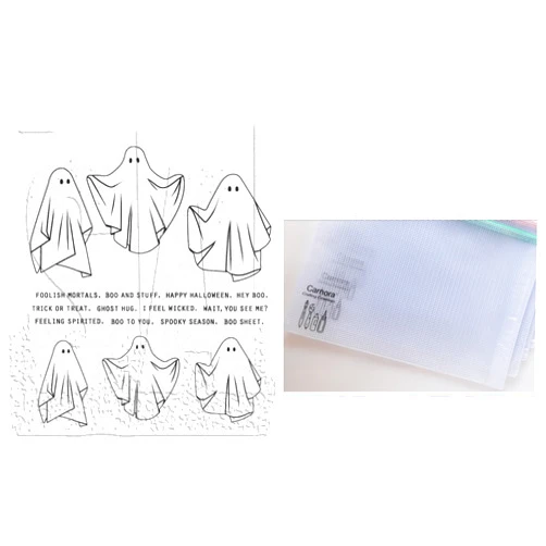 Tim Holtz Stampers Anonymous Spooky Spirits Cling Stamp, CMS492, Carnora Mesh Storage Bag