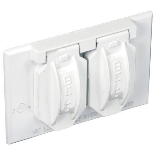 BELL Hubbell-Raco 5180-1 2-Hole Weatherproof Device Cover, 4-9/16 in L X 2-13/16 in W X 1 in T, White