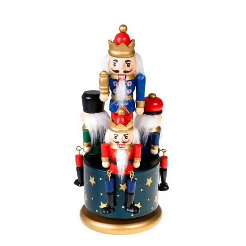 Clever Creations Gold Music Box 8 Inch Traditional Wooden Nutcracker Ornament, Festive Christmas Décor for Shelves and Tables