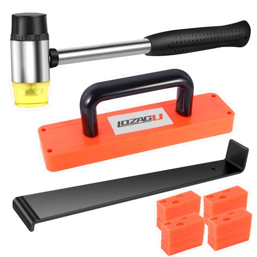 LOZAGU 43-Piece Laminate Flooring Tools, LVP installation kit, Vinyl Flooring Tools, Tapping Block with Handle, Spacers, Double-Faced Mallet and Pull Bar (43-PIECE)