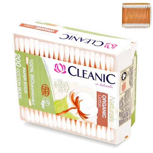 Cleanic Naturals 2000 Ct Organic Cotton Buds | Cotton Buds Biodegradable | Eco Friendly Cotton Swabs for Ear Cleaning and Makeup Application | Zero Waste | Vegan Product (200 x 10 Pack)