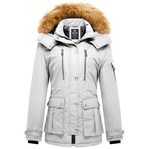 wantdo Women's Quilted Winter Coat Warm Puffer Jacket Thicken Parka with Removable Hood