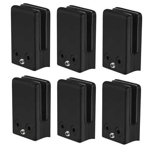 Cokritsm 6pcs Glass Clamps 10-12mm Stainless Steel 201, Glass Clips Adjustable Glass Bracket Flat Back for Balustrade Staircase Handrail, Glass Clamps Clip Grip Holder for Stair Window (Black)