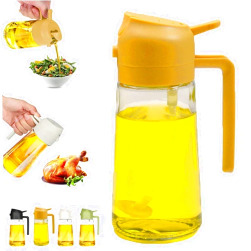 ZMPDJG 2024 New Oil Dispenser for Kitchen Spray, Oil Dispenser Bottle for Kitchen, 2 in 1 Oil Dispenser for Kitchen, Cooking Oil Spray Dispenser Bottle, Oil Dispenser and Sprayer for Kitchen (Yellow)