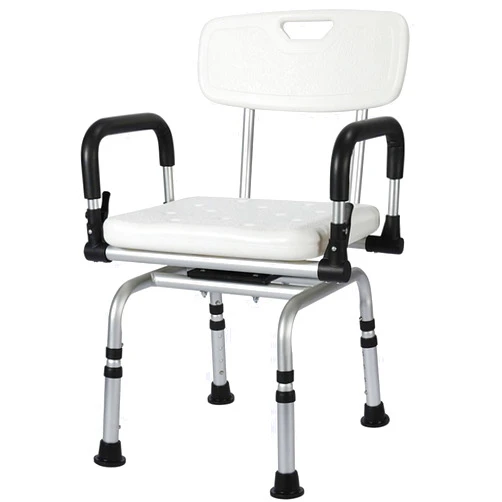 PAYRFV New Swivel Shower Chair with Flip-Backs Arms, Pivoting Shower Chair for Bathtub, 360 Degree Rotating Shower Bench for Inside Shower, Height Adjustable Bath Seat for Seniors Elderly