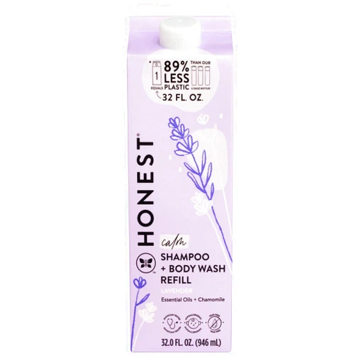 The Honest Company 2-in-1 Cleansing Shampoo Body Wash Refill Carton Gentle for Baby, Naturally Derived, Tear-free, Hypoallergenic, Lavender Calm, 32 fl oz