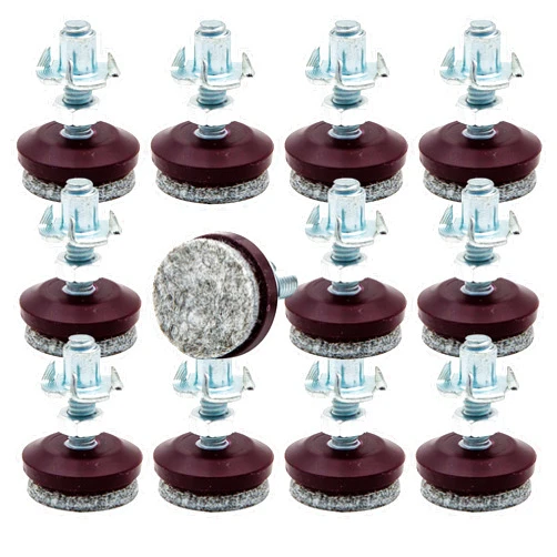 HUAYY Medium Duty Furniture Levelers Adjust Legs,Table and Chairs Leveling Feet|Height Adjustable Protection Integrated High-Density Felt Pads|Heavy Duty 1/4-20x1 Threaded Shank T-Nuts(Set of 12)