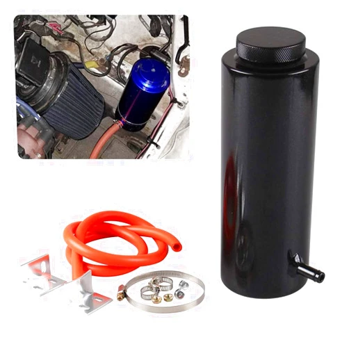 RYANSTAR RACING RYANSTAR Universal car Radiator Coolant Tank 800ml Coolant Expansion Tank Overflow Oil Catch Tank Cooling Catch Bottle Reservoir Aluminum Billet Black