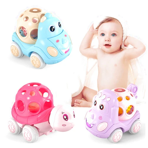 ZMZS Baby Girl Toy Cars for Babies, Push Cars for Toddlers Girls, Friction Powered Rattle and Roll Cars, Soft Rubber Rattle Toy Vehilces for Infant Boys Birthday