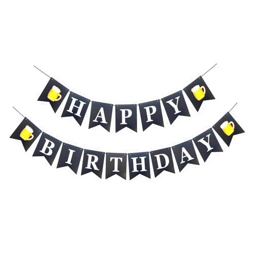 Runhiskii Black Happy Birthday Banner Beer Birthday Decorations, Cheers 20th 30th 40th 50th 60th Birthday Party Decorations Supplies for Men Women