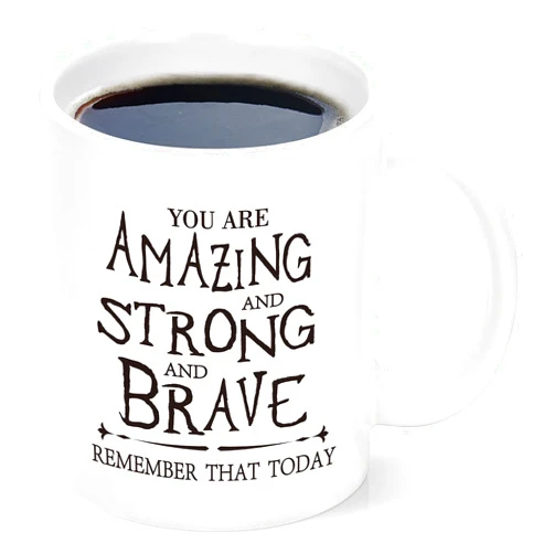 Cabtnca Thank You Gifts: Inspirational Mugs for Women, Men, Coworkers, Nurses, Teachers, Best Friends - You Are Amazing And Strong And Brave 11Oz