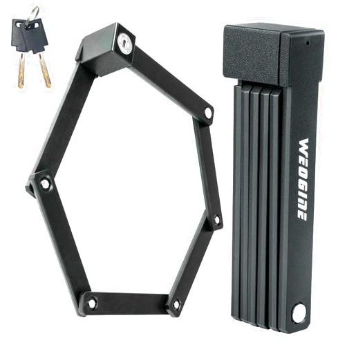 Weogine Folding Bike Lock - Award Winning Patented Lightweight High Security Bicycle Lock - Heavy Duty Anti Theft Smart Secure Guard with Key and Case for Bikes or Scooter