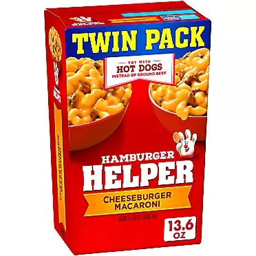 Betty Crocker Hamburger Helper Cheeseburger Macaroni, Made With Real Cheese, Twin Pack, 13.6 oz